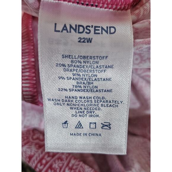 Lands End Swim Tpp Pink 22W - Picture 3 of 3